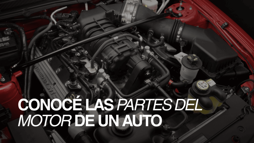 Foto del motor de un auto mostrando distintas partes del motor para identificar fallas y entender su funcionamiento.